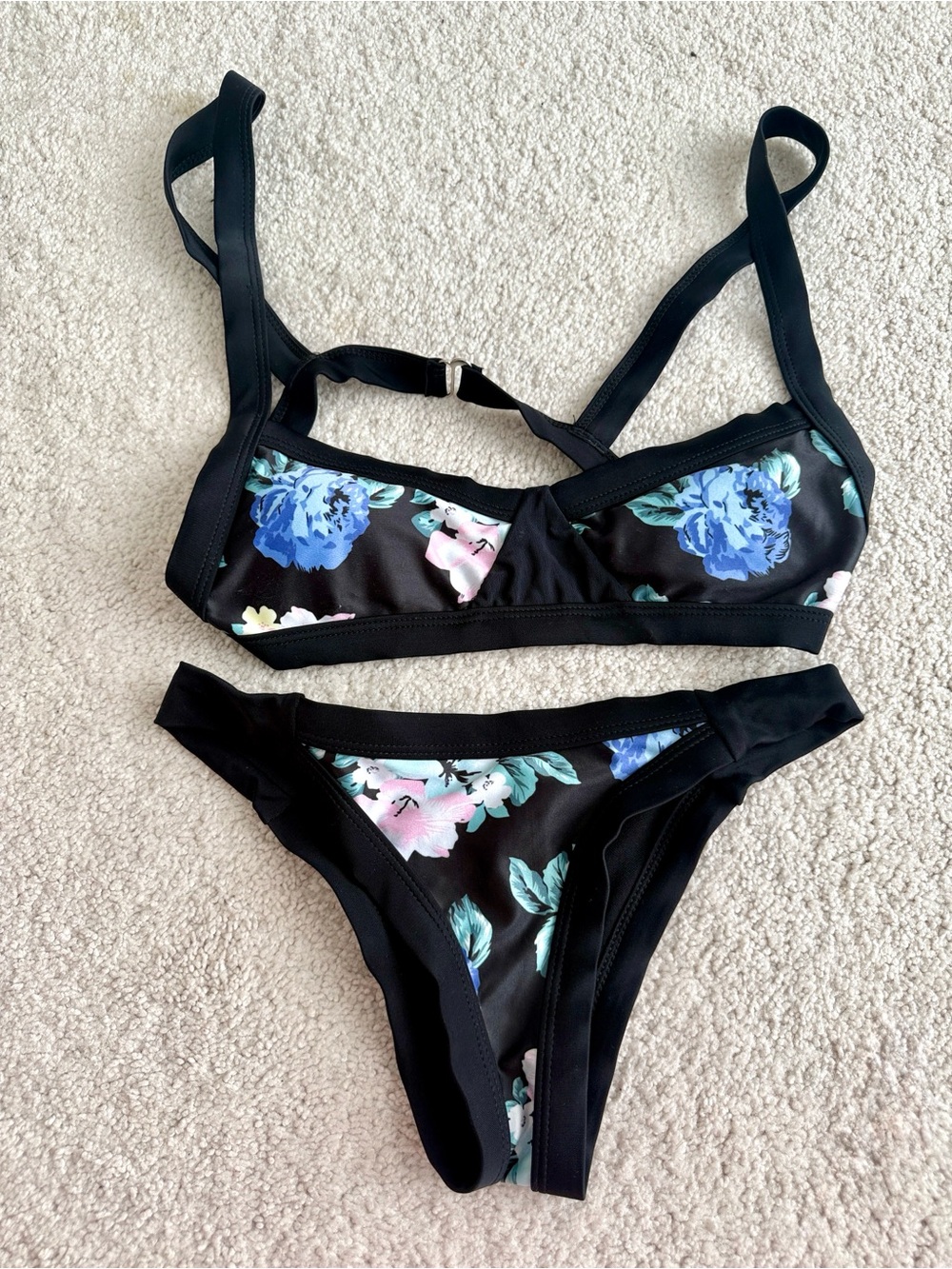 Floral Black Two-Piece Bikini Set